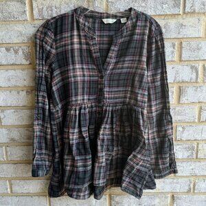 11-1-TYLHO by Anthropologie Plaid Button Down Shirt Women's Size S.